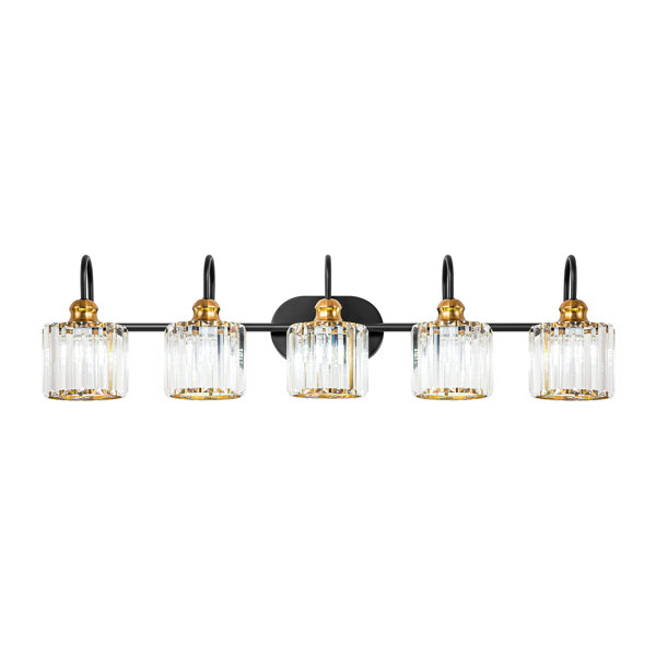 Mercer41 Gjystina 3Light Dimmable GoldBlack/Chrome Crystal Vanity